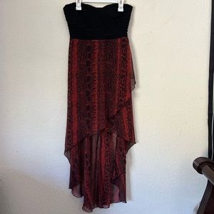 Windsor High Low Snake Print Strapless Dress